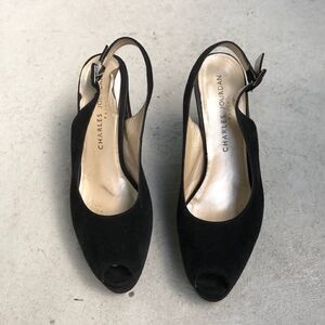 Vintage  Jourdan suede peep to slingbacks